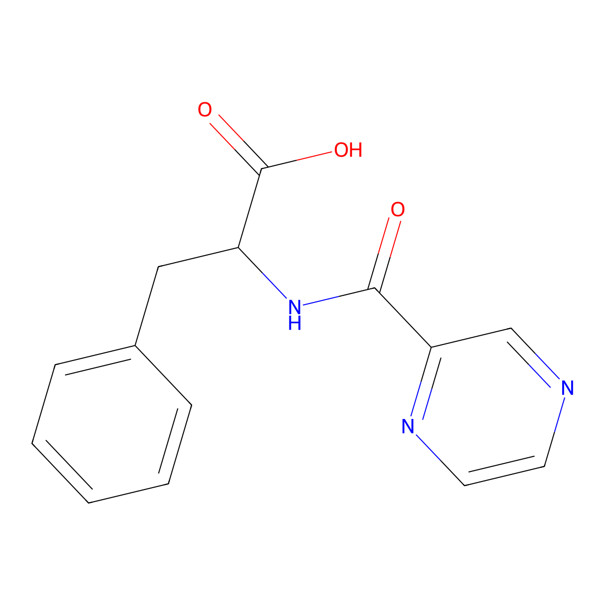 N-(pyrazine-2-yl-carbonyl)-L-phenylalanine molecular structure, CAS 1093959-75-1