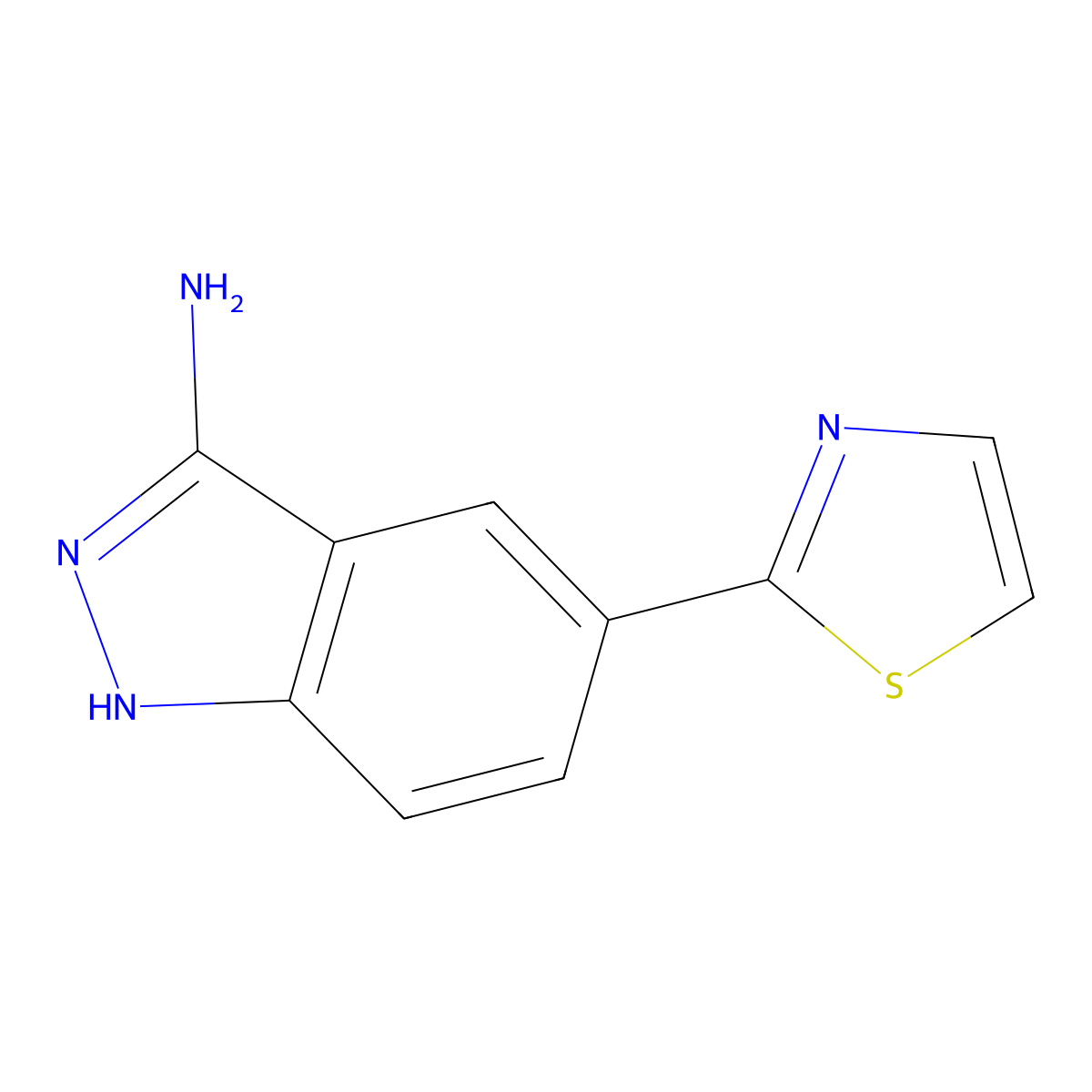 5-(thiazol-2-yl)-1H-indazol-3-amine molecular structure, CAS 1093965-00-4