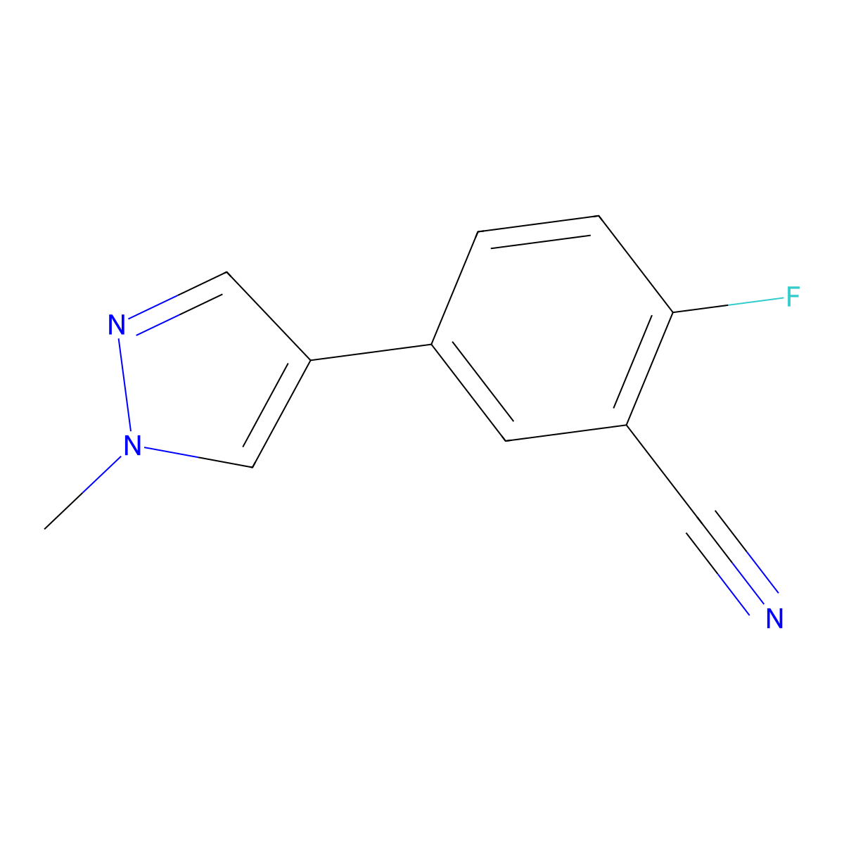 2-Fluoro-5-(1-methyl-1h-pyrazol-4-yl)benzonitrile molecular structure, CAS 1093965-08-2