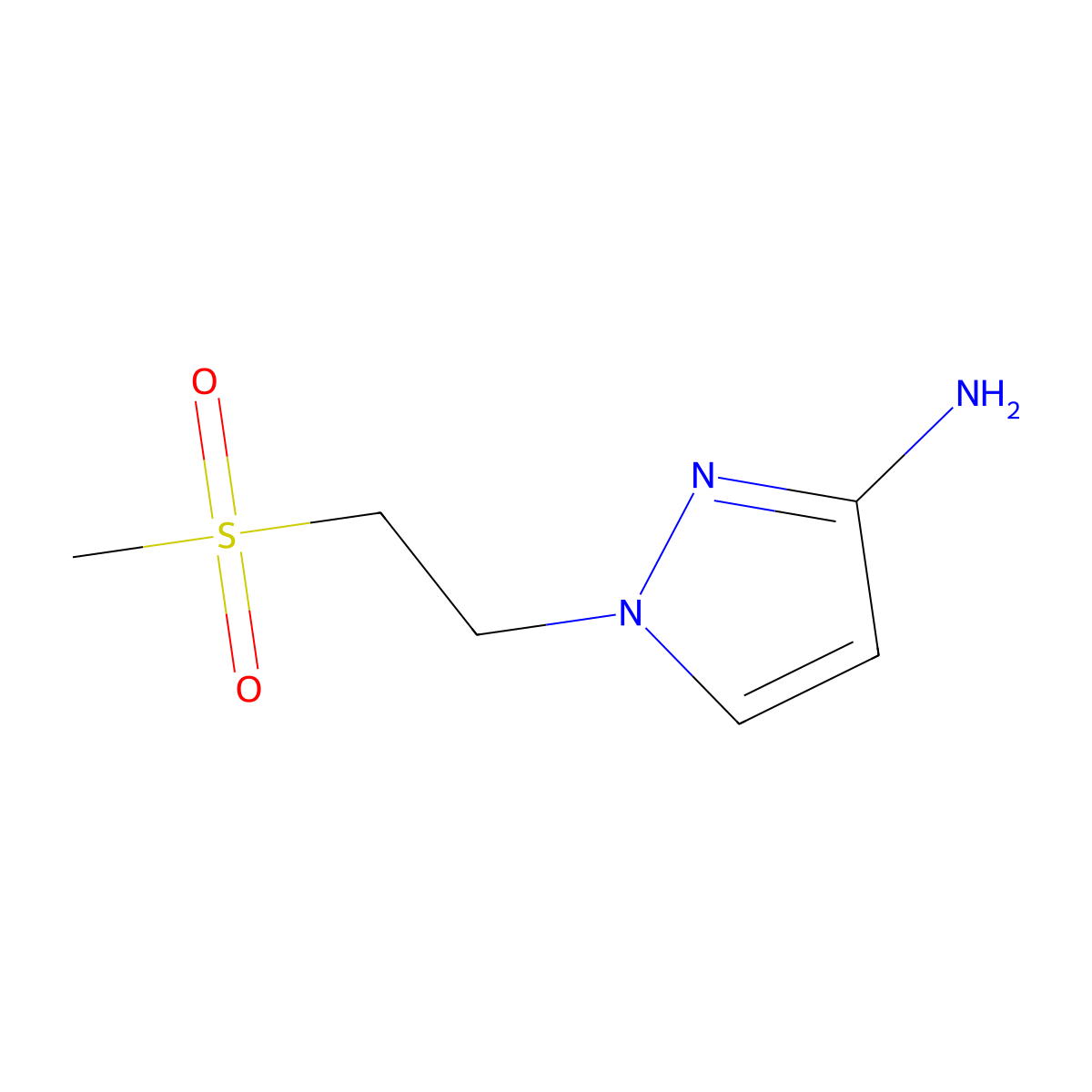 1-(2-methanesulfonylethyl)-1H-pyrazol-3-amine molecular structure, CAS 1093967-38-4