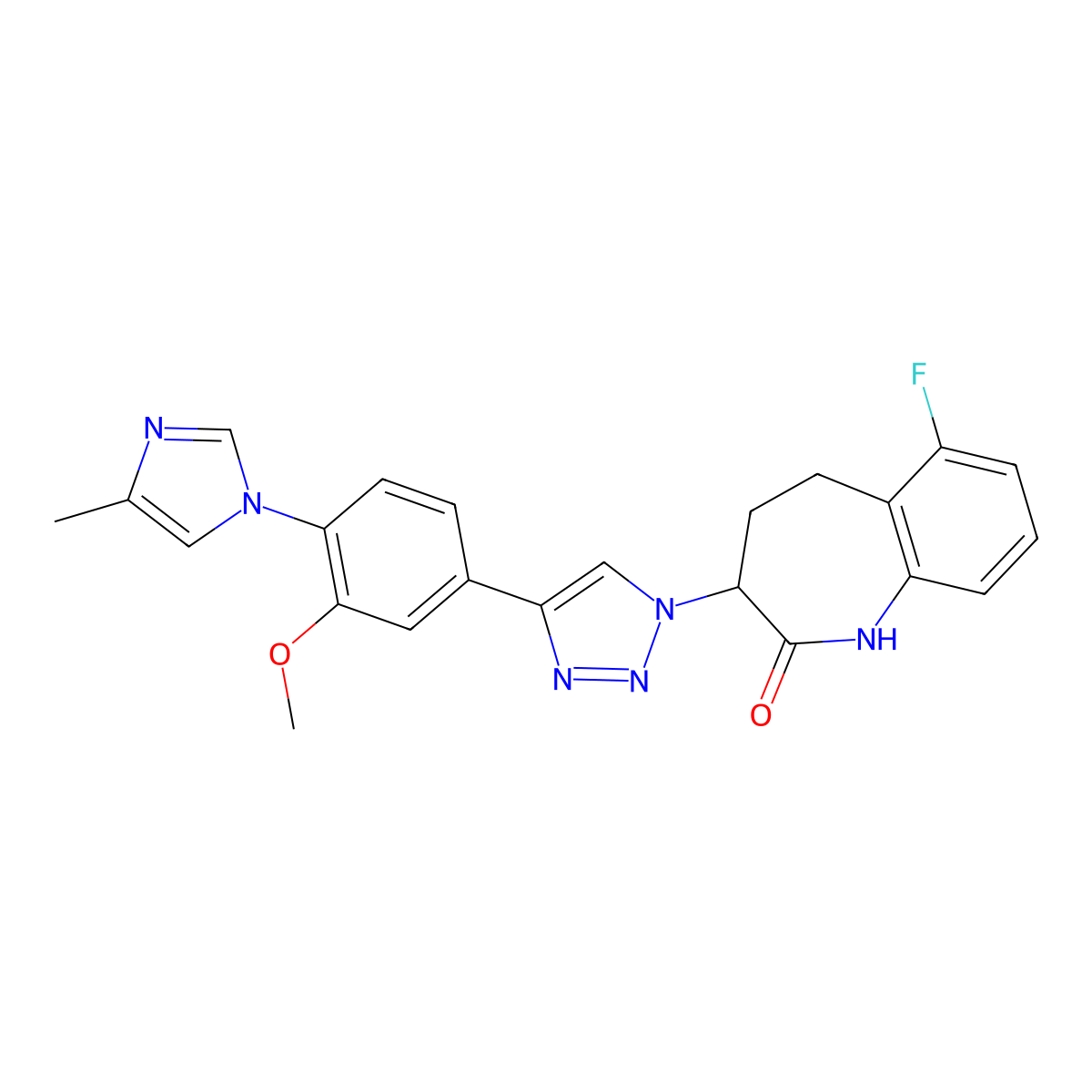 6-fluoro-3-(4-(3-methoxy-4-(4-methyl-1H-imidazol-1-yl)phenyl)-1H-1,2,3-triazol-1-yl)-4,5-dihydro-1H-benzo[b]azepin-2(3H)-one molecular structure, CAS 1093978-67-6