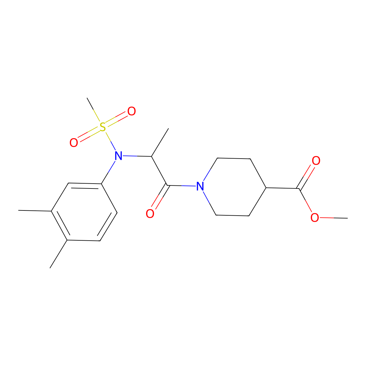 methyl 1-[N-(3,4-dimethylphenyl)-N-(methylsulfonyl)alanyl]piperidine-4-carboxylate molecular structure, CAS 1093985-90-0