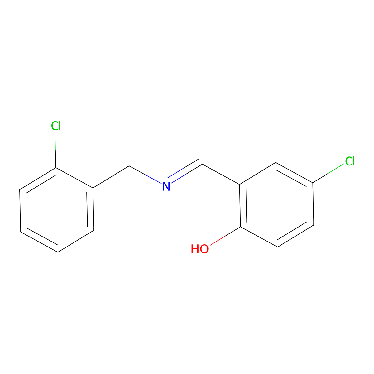 4-chloro-2-{(E)-[(2-chlorobenzyl)imino]methyl}phenol molecular structure, CAS 1093989-26-4
