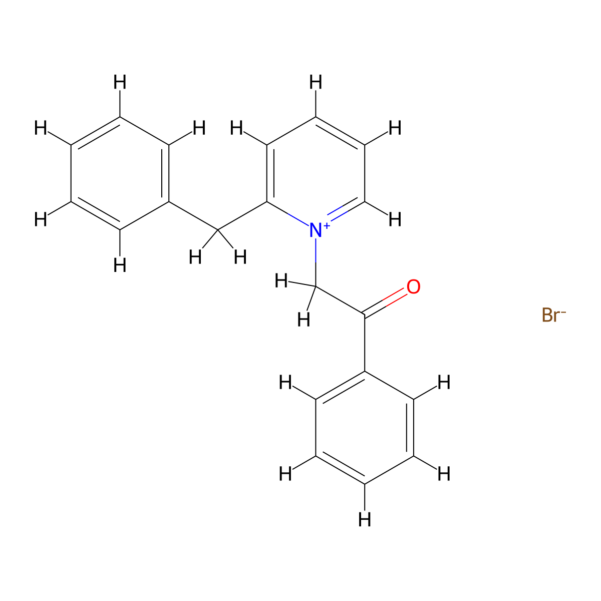 2-Benzyl-1-(2-oxo-2-phenylethyl)pyridin-1-ium bromide molecular structure, CAS 1094-77-5
