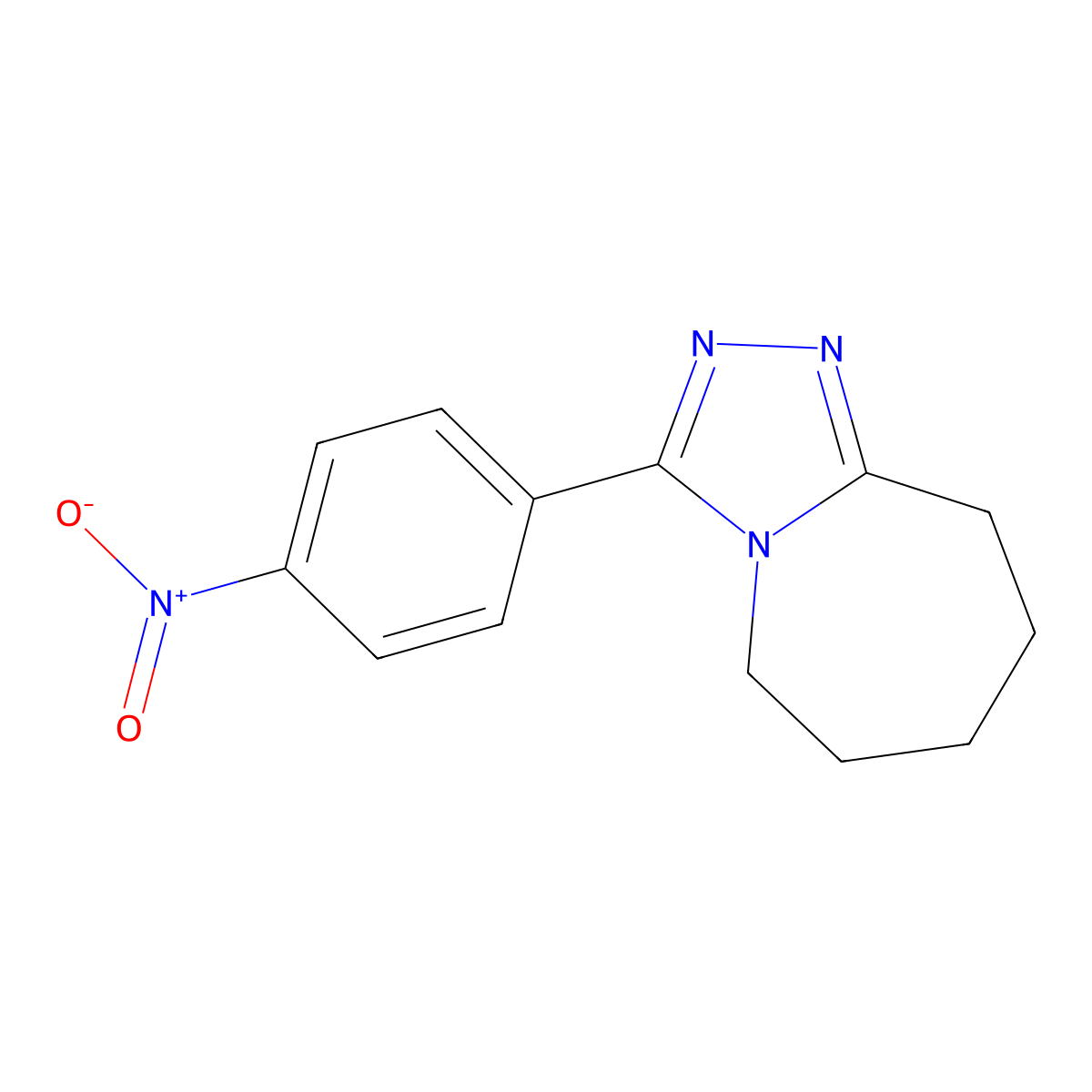 3-(4-nitrophenyl)-6,7,8,9-tetrahydro-5H-[1,2,4]triazolo[4,3-a]azepine molecular structure, CAS 109401-86-7
