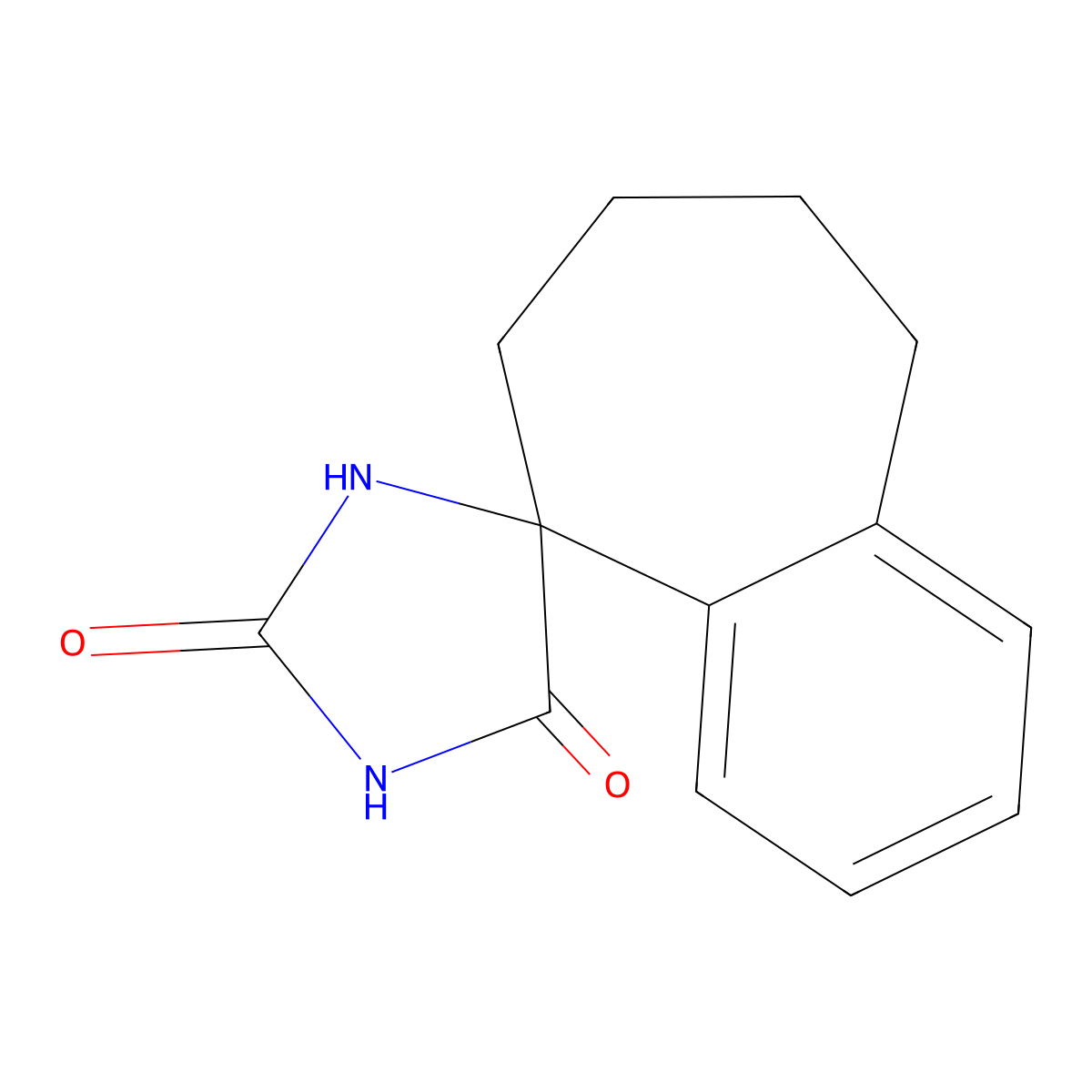 6,7,8,9-tetrahydro-2'H,5'H-spiro[benzo[7]annulene-5,4'-imidazolidine]-2',5'-dione molecular structure, CAS 109402-17-7
