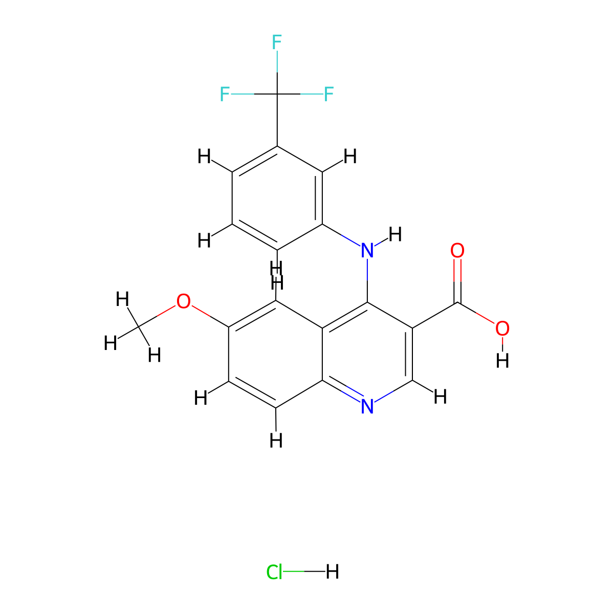 6-Methoxy-4-{[3-(trifluoromethyl)phenyl]amino}quinoline-3-carboxylic acid hydrochloride molecular structure, CAS 1094029-69-2