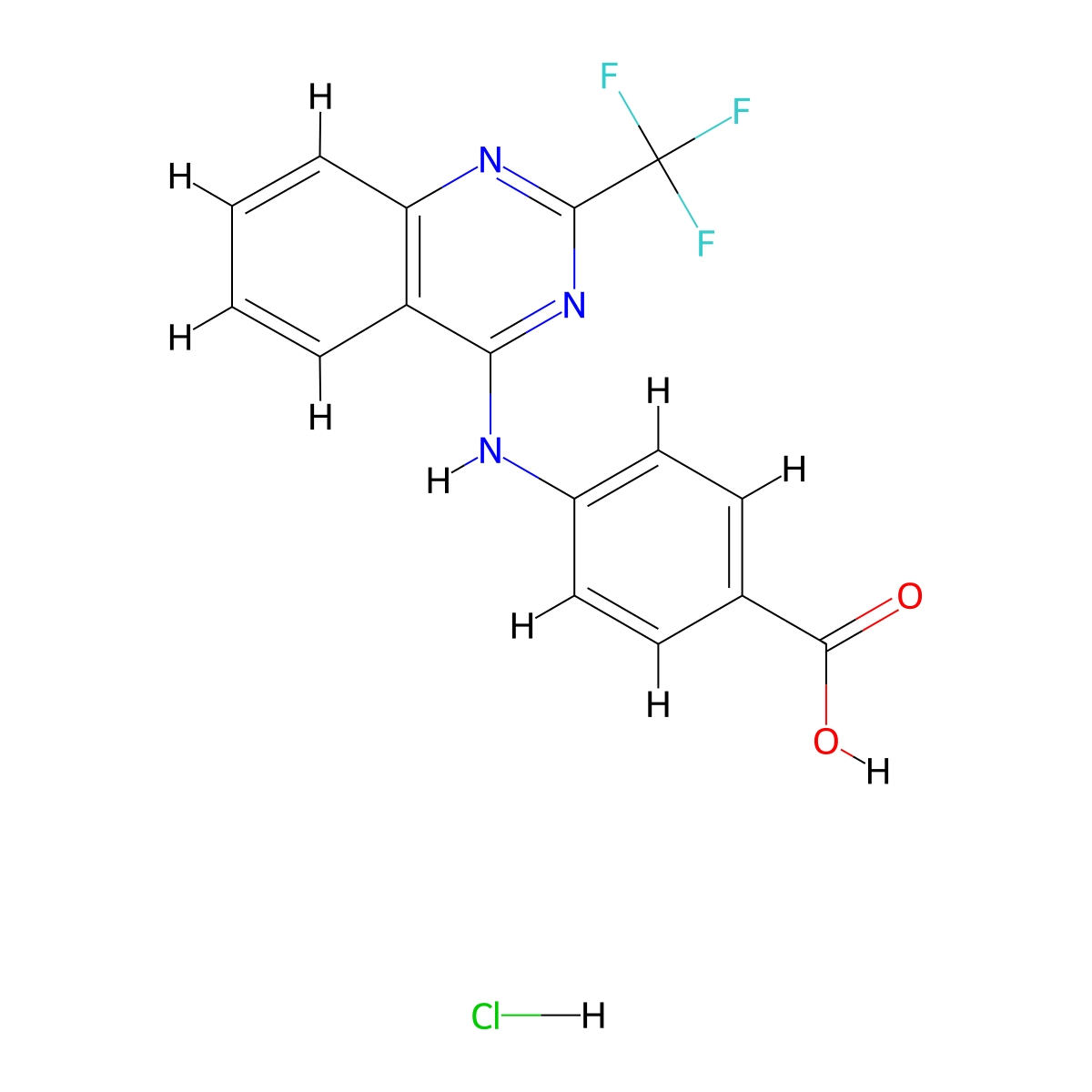 4-{[2-(Trifluoromethyl)quinazolin-4-yl]amino}benzoic acid hydrochloride molecular structure, CAS 1094031-03-4