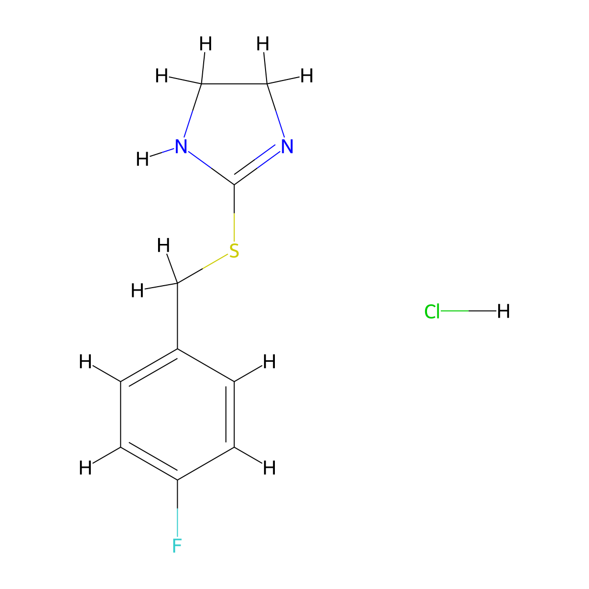 2-[(4-fluorobenzyl)thio]-4,5-dihydro-1H-imidazole hydrochloride molecular structure, CAS 1094031-65-8
