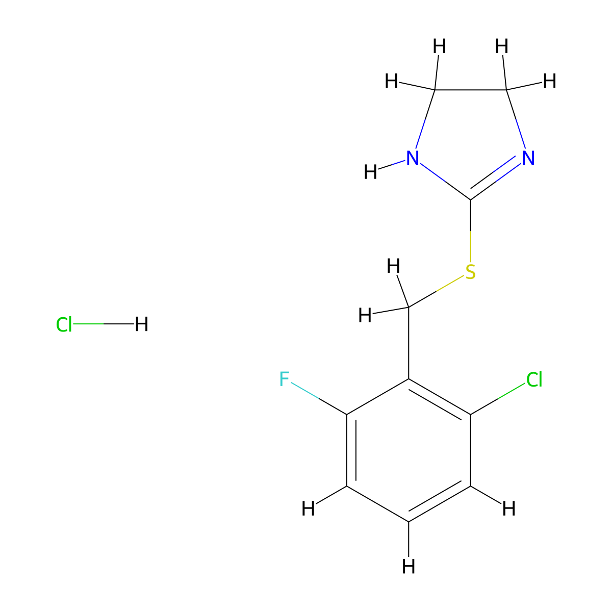 2-[(2-chloro-6-fluorobenzyl)thio]-4,5-dihydro-1H-imidazole hydrochloride molecular structure, CAS 1094032-47-9