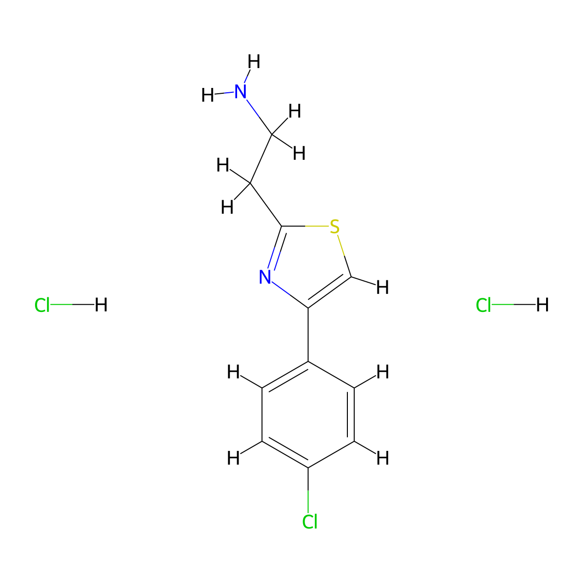 (2-[4-(4-Chlorophenyl)-1,3-thiazol-2-yl]ethyl)amine dihydrochloride molecular structure, CAS 1094038-38-6