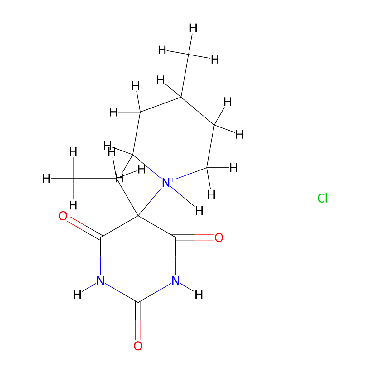 Barbituric acid, 5-ethyl-5-(4-methylpiperidino)-, hydrochloride molecular structure, CAS 109405-43-8