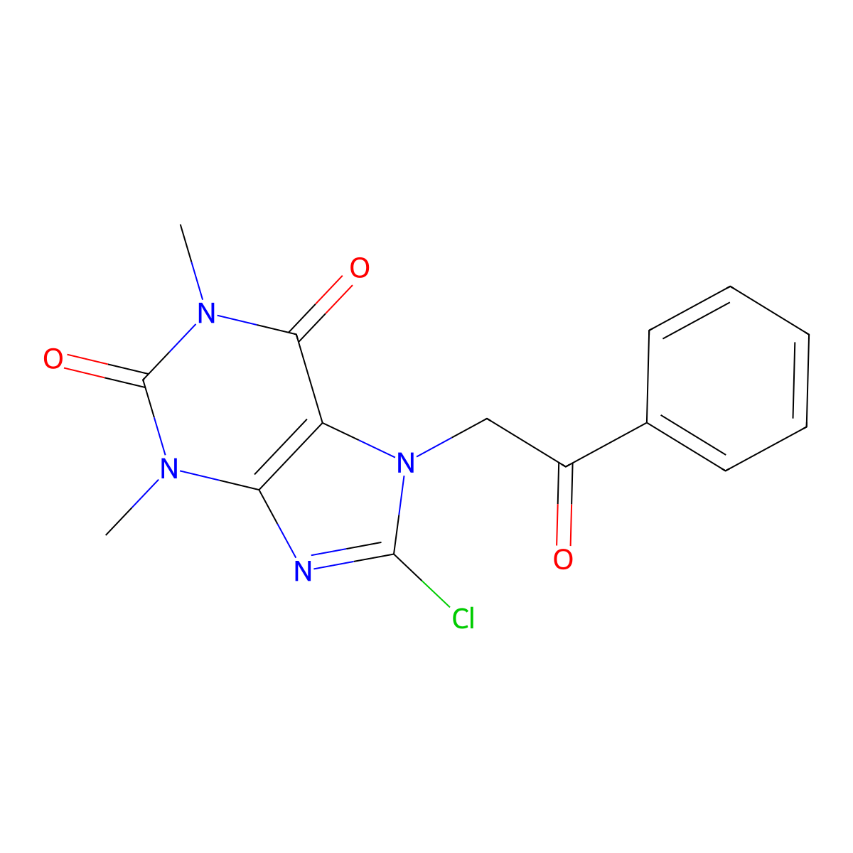 8-chloro-1,3-dimethyl-7-(2-oxo-2-phenylethyl)-3,7-dihydro-1H-purine-2,6-dione molecular structure, CAS 109407-25-2