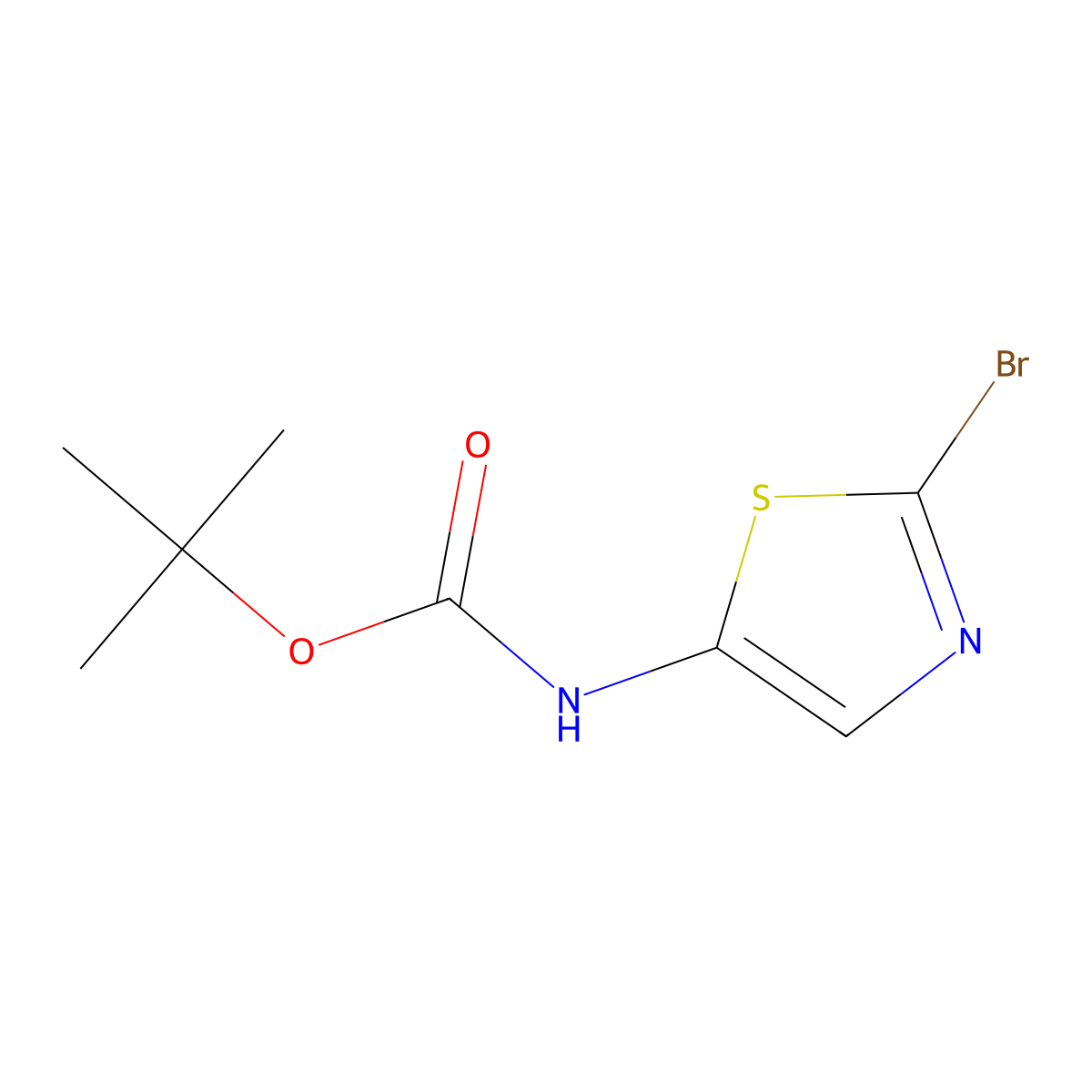 tert-butyl N-(2-bromo-1,3-thiazol-5-yl)carbamate molecular structure, CAS 1094070-77-5