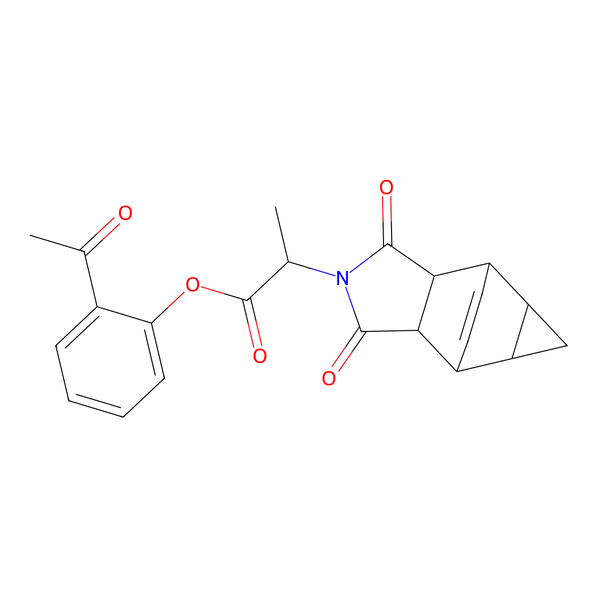 2-acetylphenyl 2-(1,3-dioxooctahydro-4,6-ethenocyclopropa[f]isoindol-2(1H)-yl)propanoate molecular structure, CAS 1094071-86-9