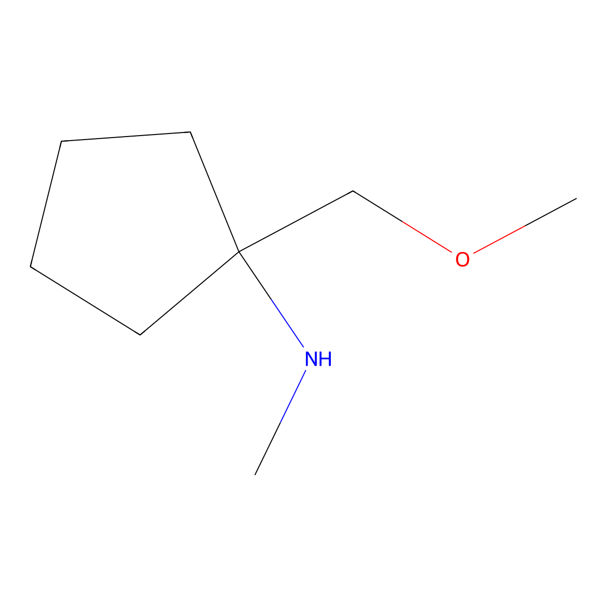 1-(methoxymethyl)-N-methyl-cyclopentanamine molecular structure, CAS 1094071-98-3