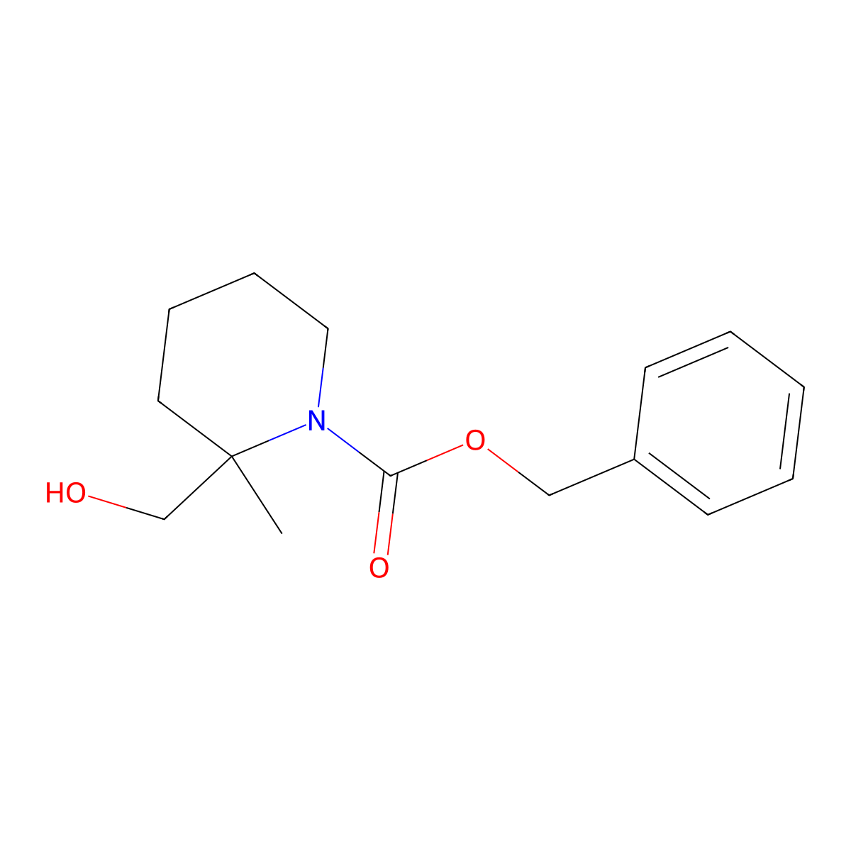 Benzyl 2-(hydroxymethyl)-2-methylpiperidine-1-carboxylate molecular structure, CAS 1094074-05-1