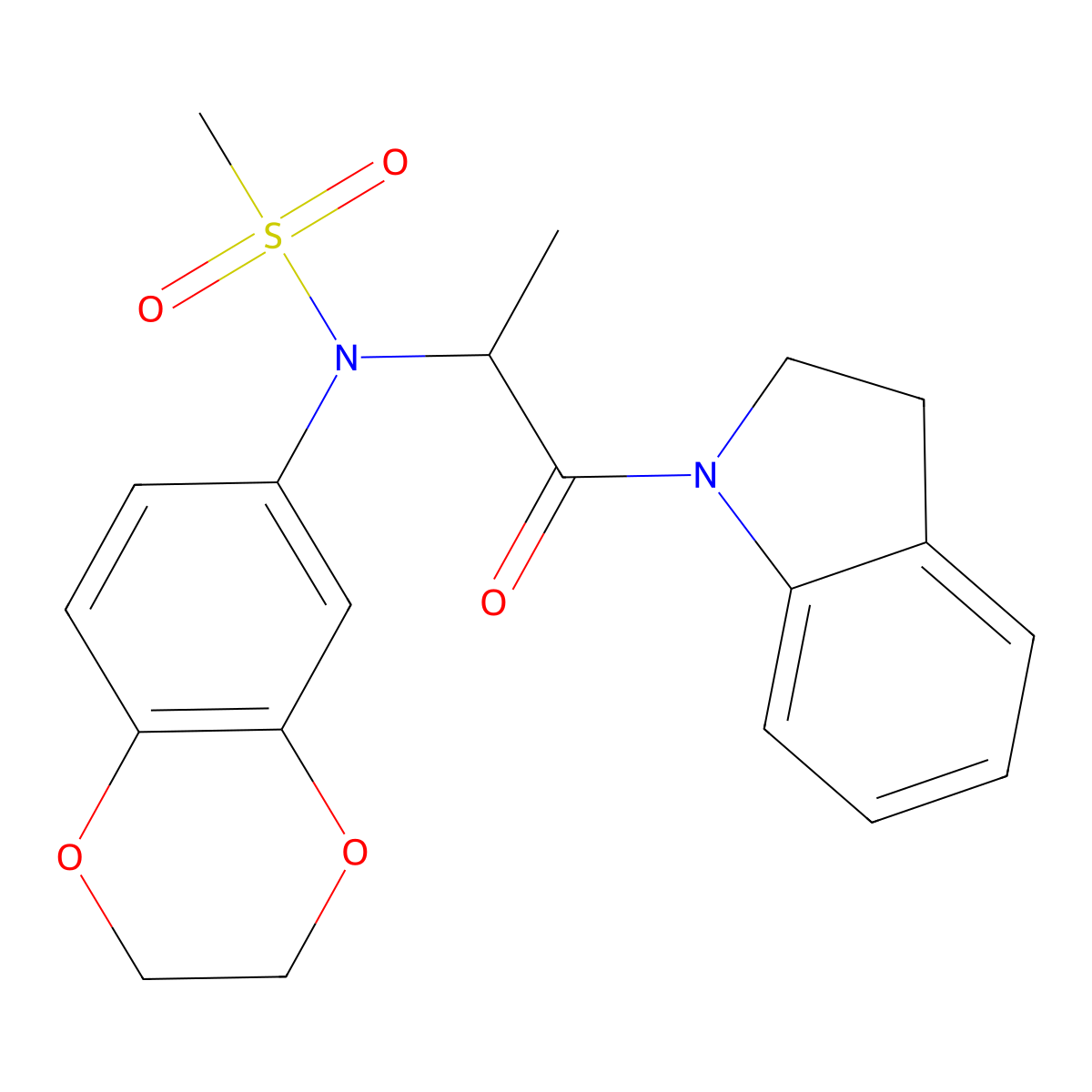 N-(2,3-dihydro-1,4-benzodioxin-6-yl)-N-[1-(2,3-dihydro-1H-indol-1-yl)-1-oxopropan-2-yl]methanesulfonamide molecular structure, CAS 1094077-49-2