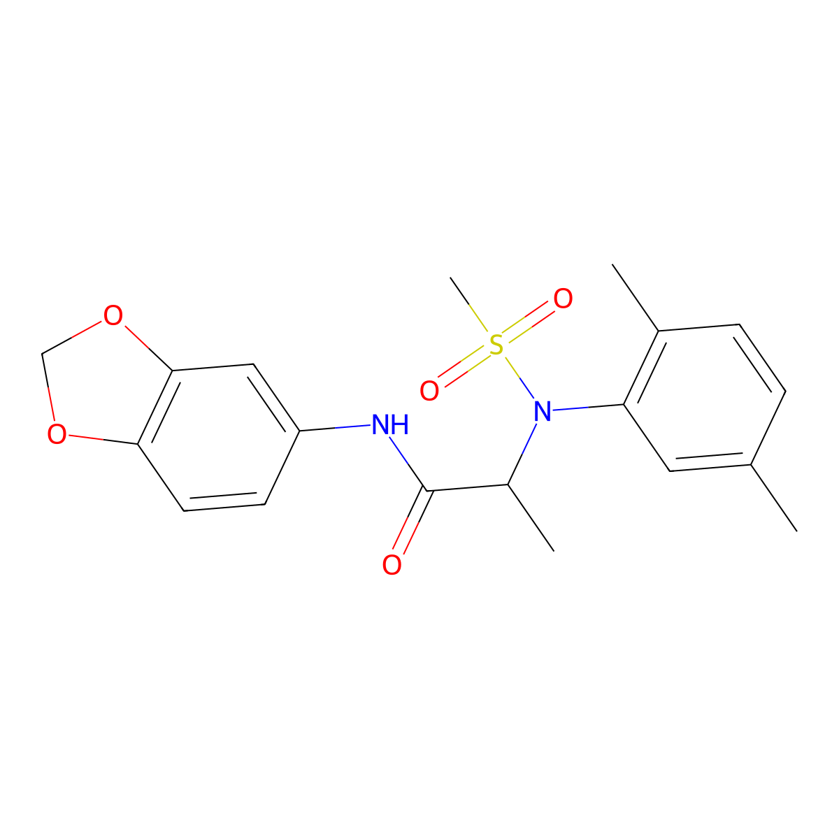 N-(1,3-benzodioxol-5-yl)-2-(2,5-dimethyl-N-methylsulfonylanilino)propanamide molecular structure, CAS 1094084-76-0
