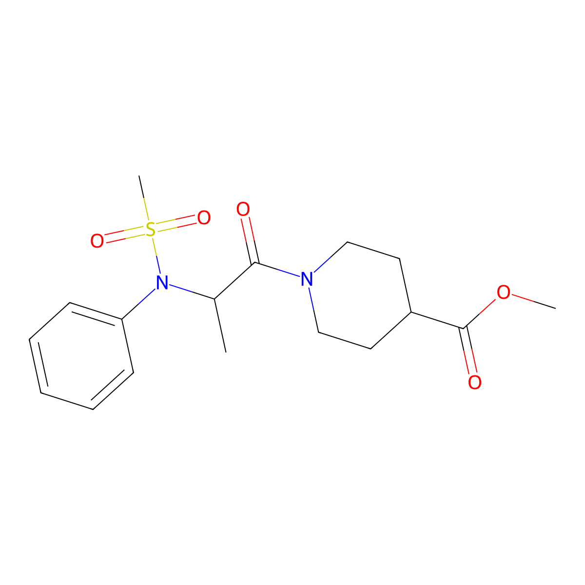 methyl 1-[N-(methylsulfonyl)-N-phenylalanyl]piperidine-4-carboxylate molecular structure, CAS 1094101-02-6