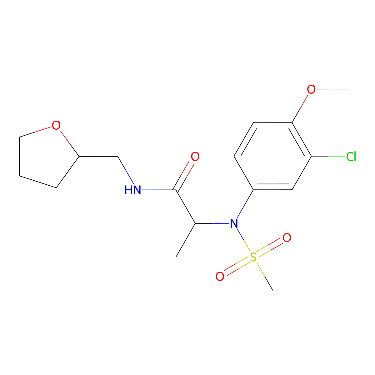 2-(3-chloro-4-methoxy-N-methylsulfonylanilino)-N-(oxolan-2-ylmethyl)propanamide molecular structure, CAS 1094101-48-0