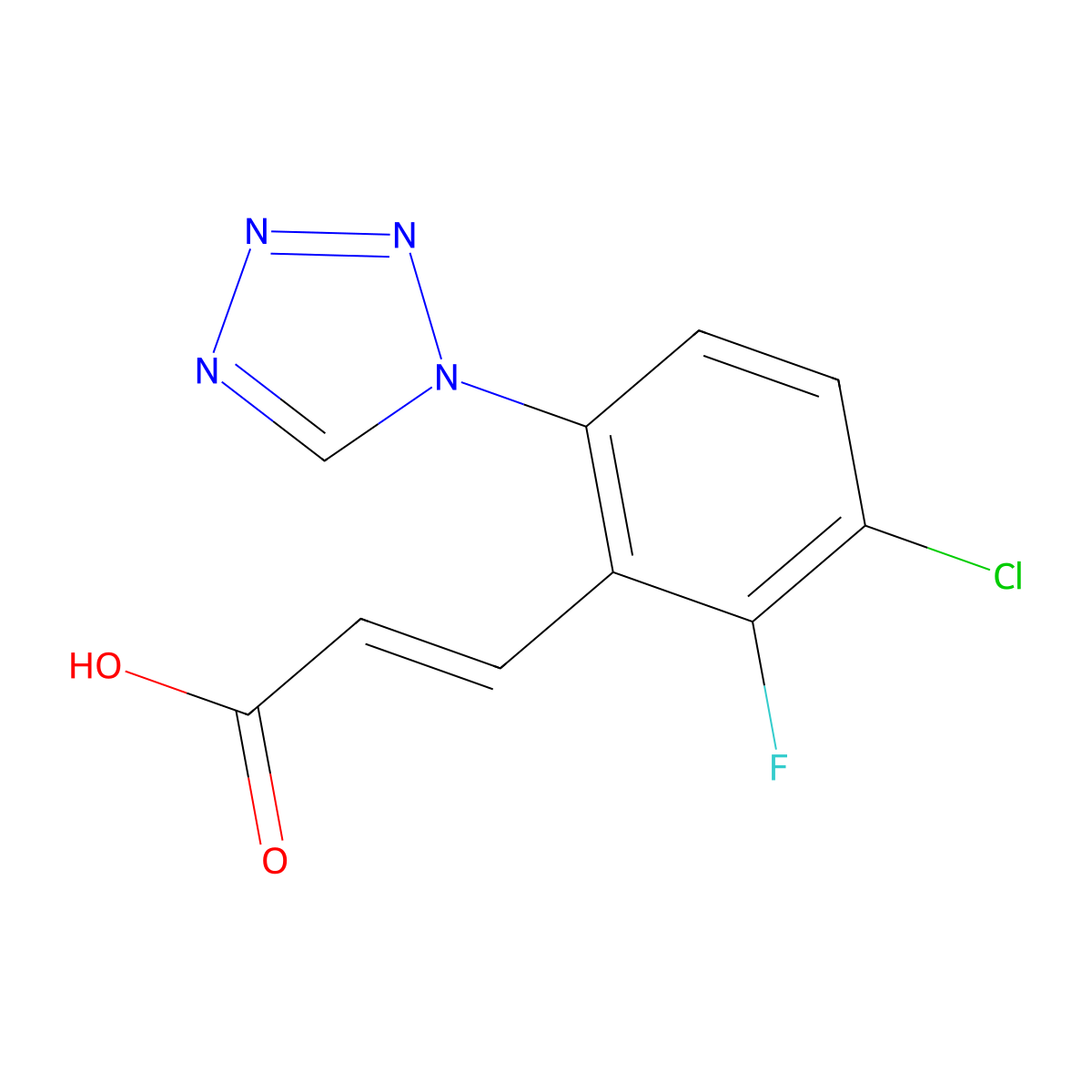 (e)-3-(3-Chloro-2-fluoro-6-(1h-tetrazol-1-yl)phenyl)acrylic acid molecular structure, CAS 1094106-58-7