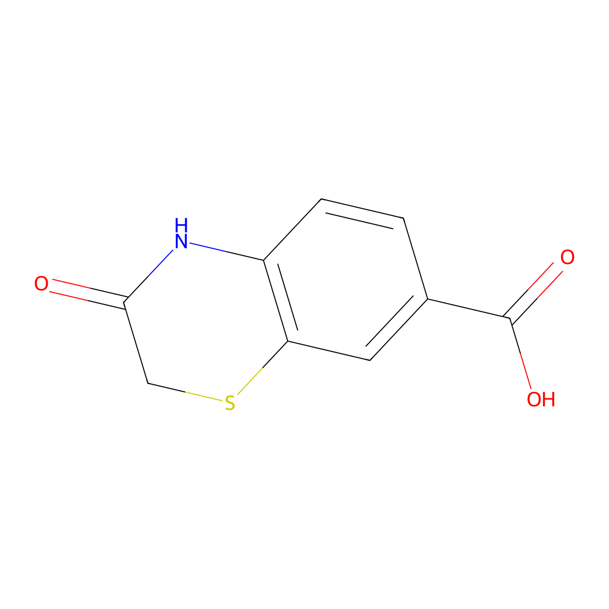 3-oxo-3,4-dihydro-2H-1,4-benzothiazine-7-carboxylic acid molecular structure, CAS 1094107-96-6