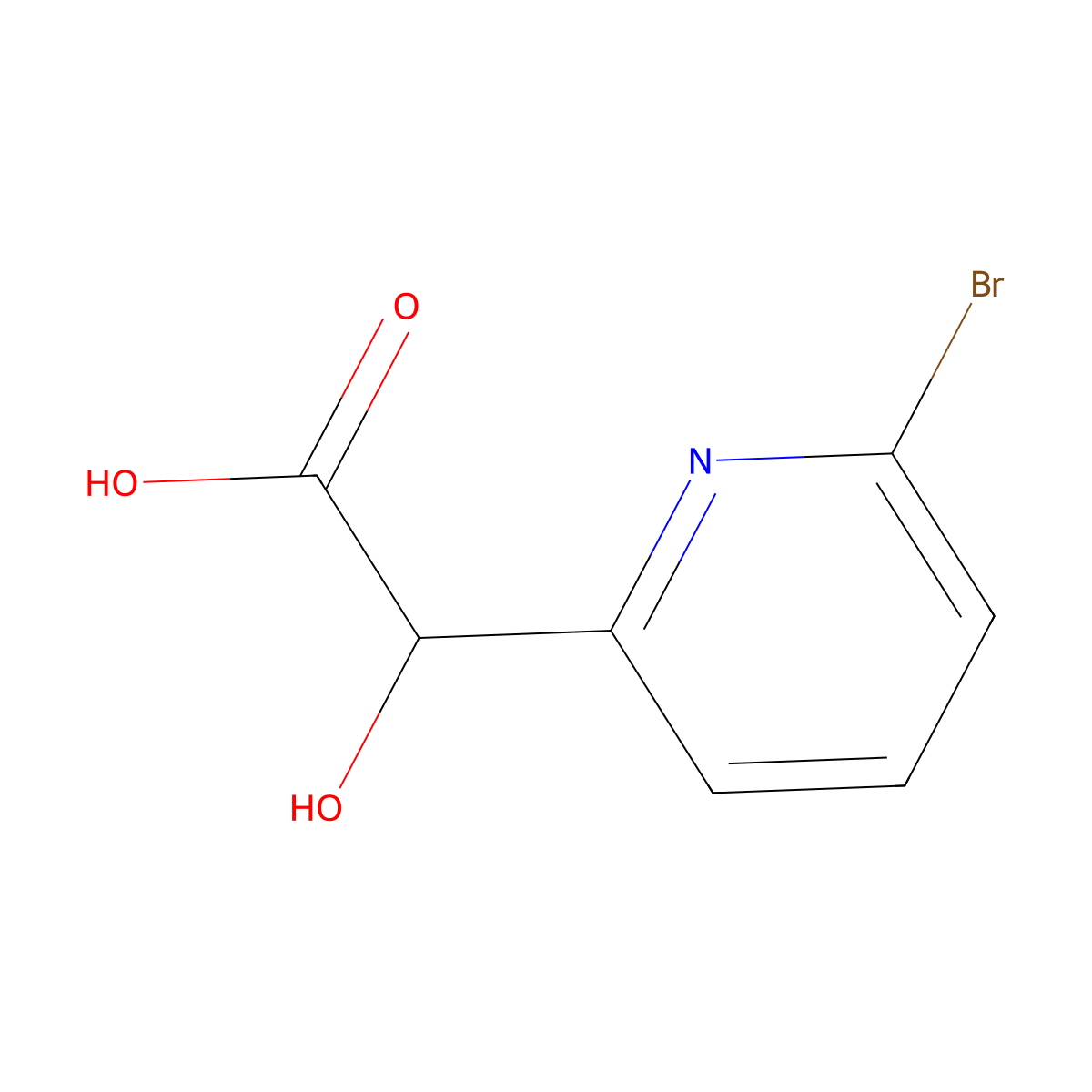 2-(6-Bromopyridin-2-yl)-2-hydroxyacetic acid molecular structure, CAS 1094158-73-2