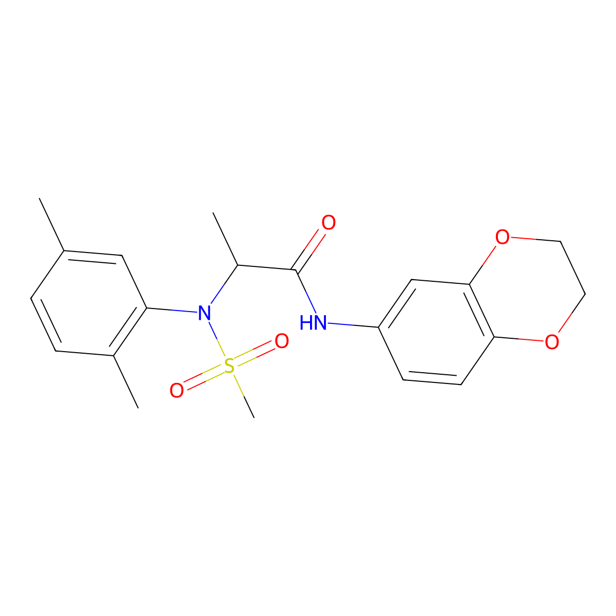 N-(2,3-dihydro-1,4-benzodioxin-6-yl)-2-(2,5-dimethyl-N-methylsulfonylanilino)propanamide molecular structure, CAS 1094162-68-1