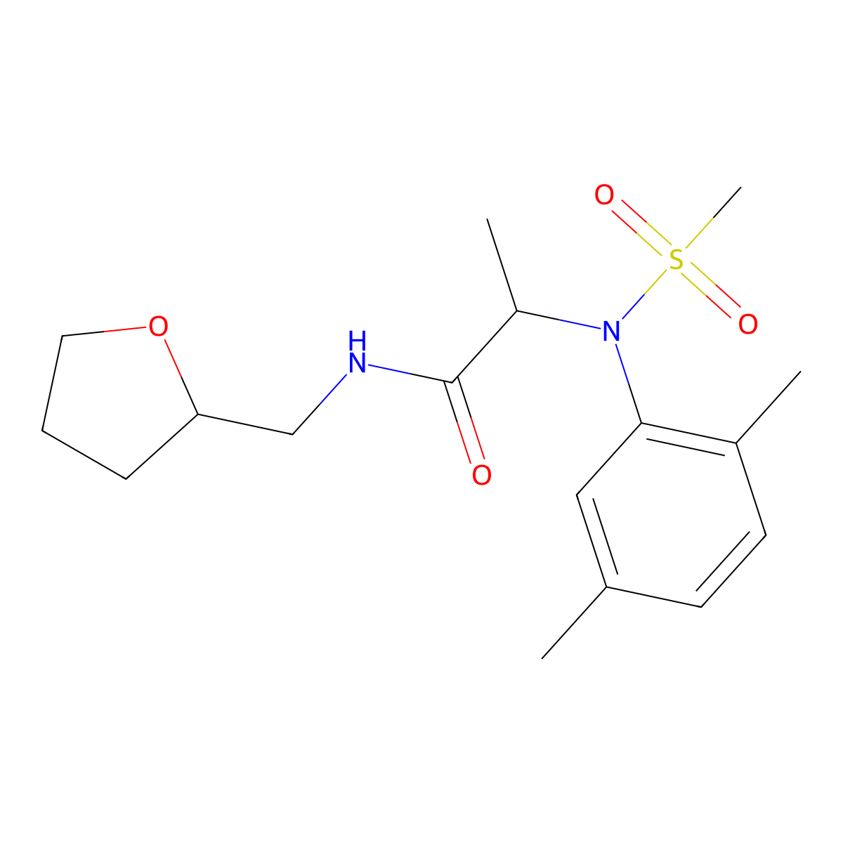 2-(2,5-dimethyl-N-methylsulfonylanilino)-N-(oxolan-2-ylmethyl)propanamide molecular structure, CAS 1094162-76-1