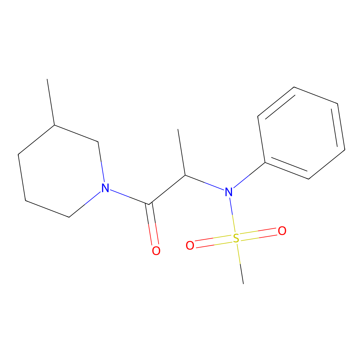 N-[1-(3-methylpiperidin-1-yl)-1-oxopropan-2-yl]-N-phenylmethanesulfonamide molecular structure, CAS 1094163-06-0