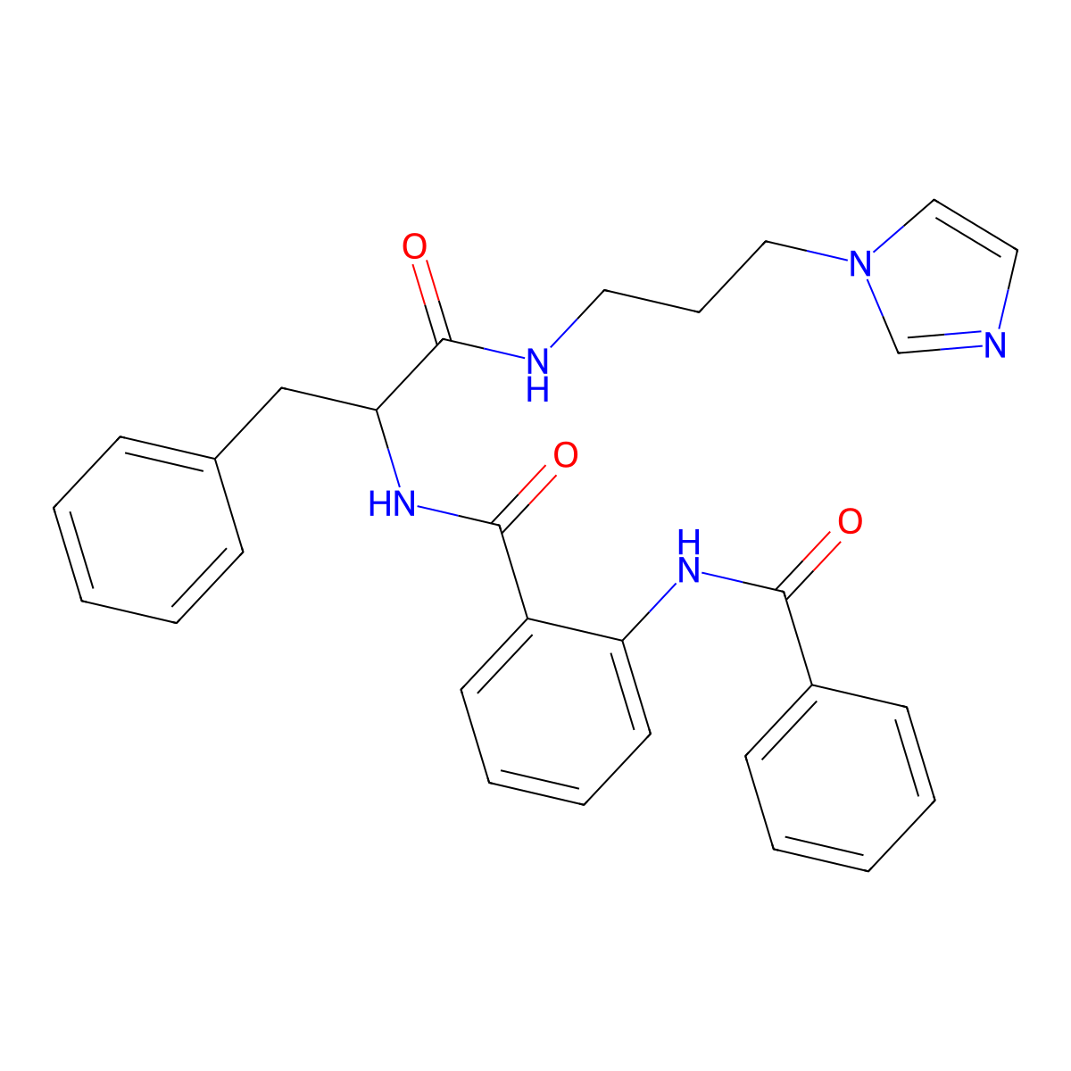 2-benzamido-N-[1-(3-imidazol-1-ylpropylamino)-1-oxo-3-phenylpropan-2-yl]benzamide molecular structure, CAS 1094164-31-4
