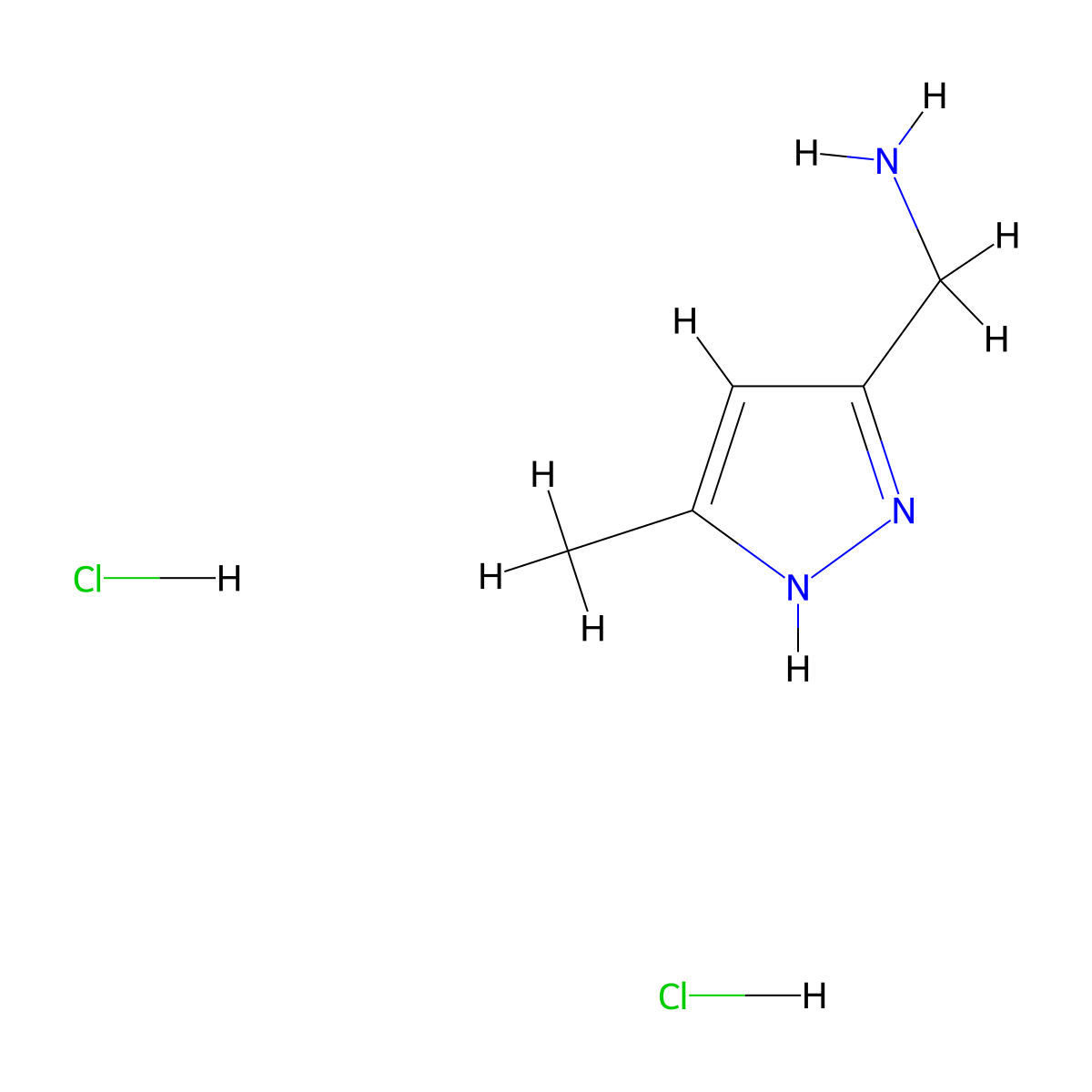 5-(Aminomethyl)-3-methylpyrazole dihydrochloride molecular structure, CAS 1094169-69-3