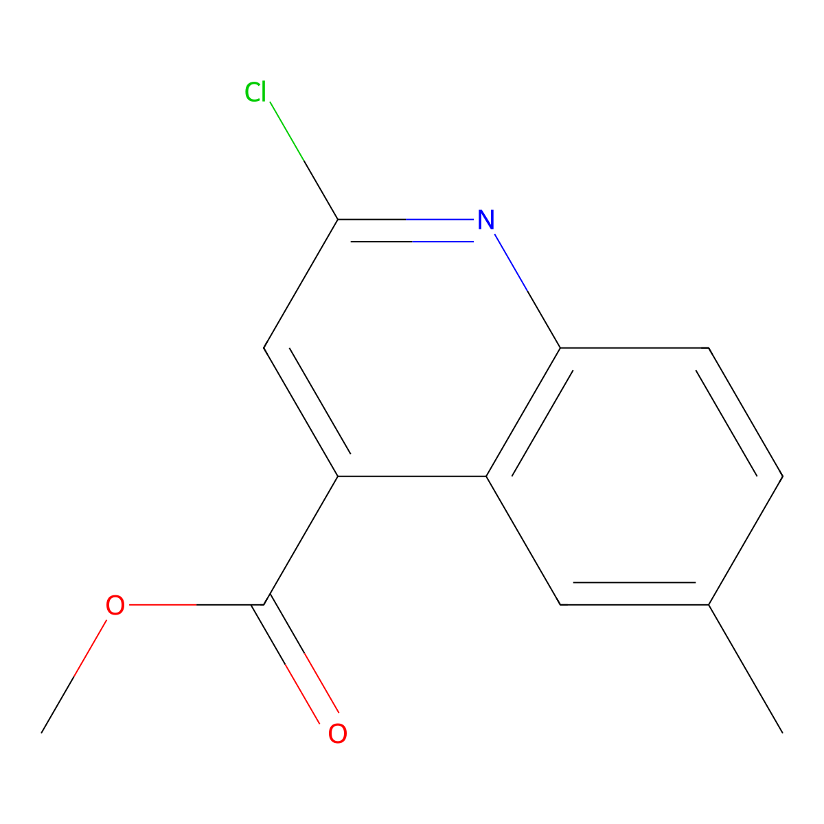 Methyl 2-chloro-6-methylquinoline-4-carboxylate molecular structure, CAS 1094217-62-5