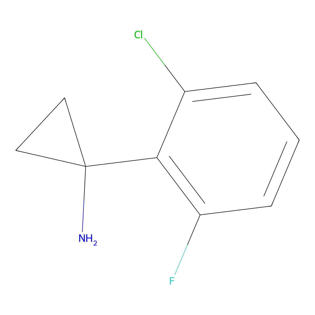 1-(2-Chloro-6-fluorophenyl)cyclopropan-1-amine molecular structure, CAS 1094218-29-7