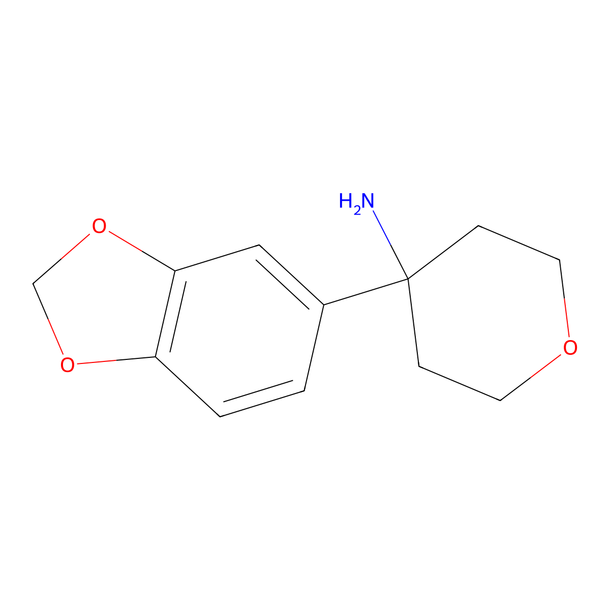 4-(1,3-Benzodioxol-5-yl)tetrahydropyran-4-amine molecular structure, CAS 1094218-38-8