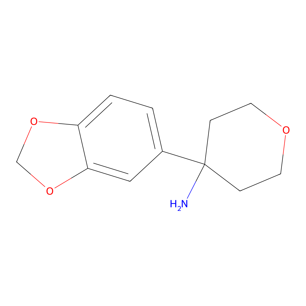 4-(1,3-Benzodioxol-5-yl)tetrahydropyran-4-amine molecular structure, CAS 1094218-38-8