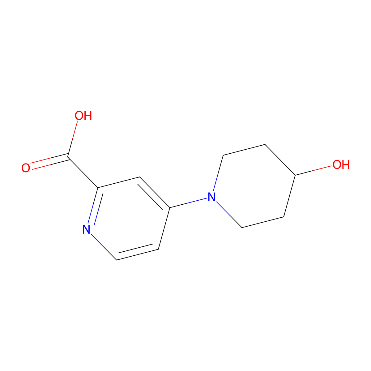 4-(4-Hydroxypiperidin-1-yl)pyridine-2-carboxylic acid molecular structure, CAS 1094219-19-8