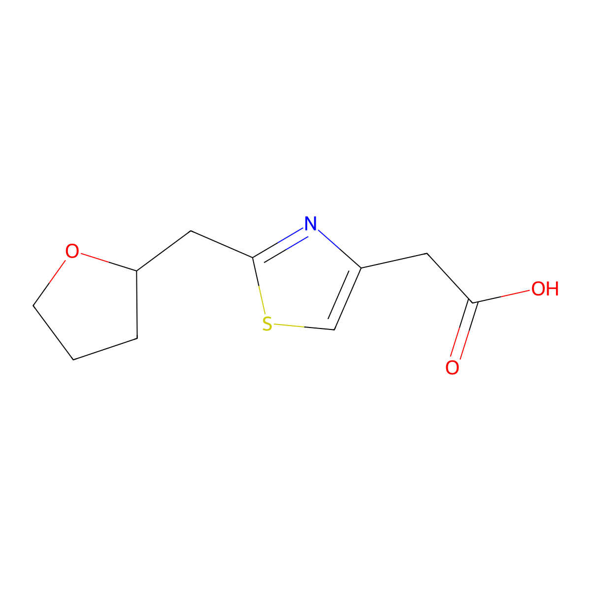 2-{2-[(Oxolan-2-yl)methyl]-1,3-thiazol-4-yl}acetic acid molecular structure, CAS 1094219-64-3