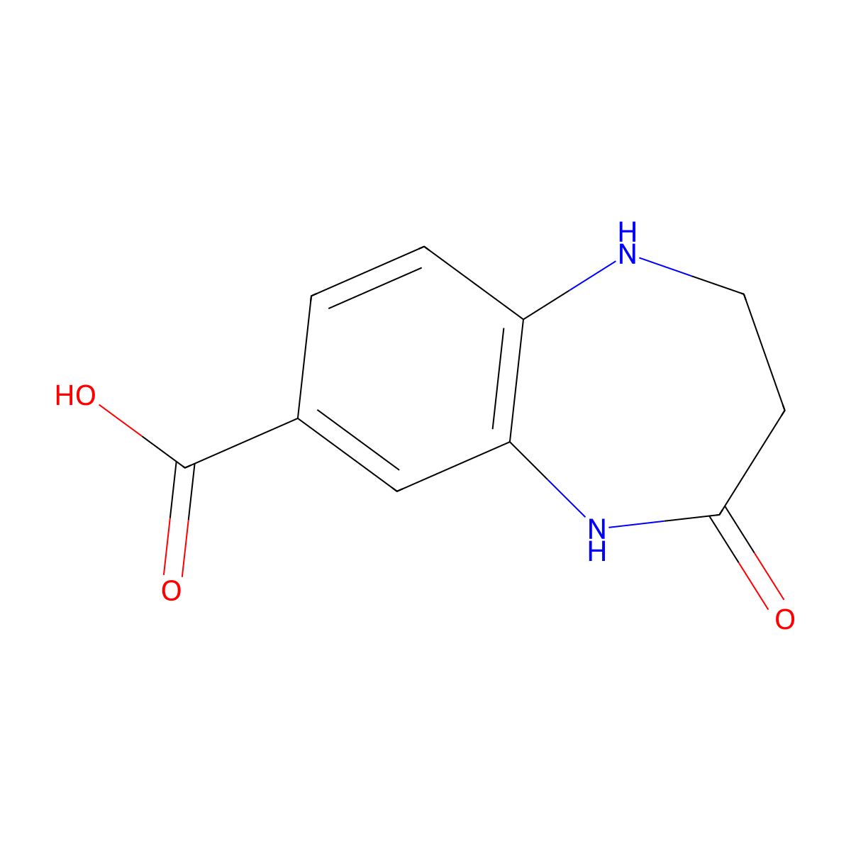 4-oxo-2,3,4,5-tetrahydro-1H-1,5-benzodiazepine-7-carboxylic acid molecular structure, CAS 1094219-66-5