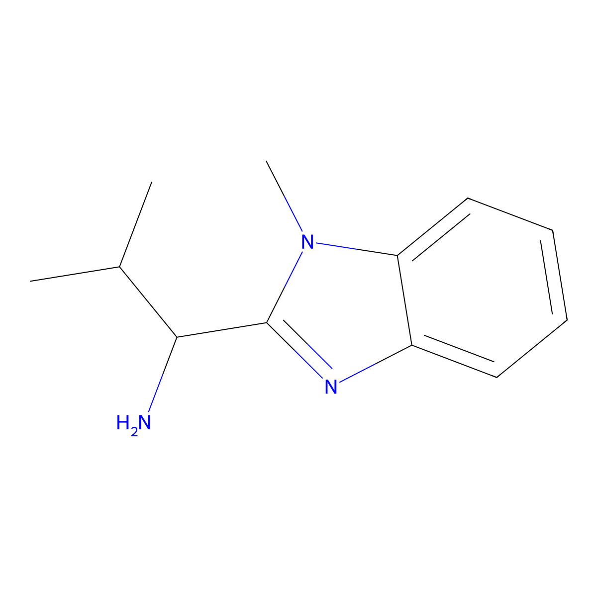 2-methyl-1-(1-methyl-1H-benzimidazol-2-yl)propan-1-amine molecular structure, CAS 1094220-33-3