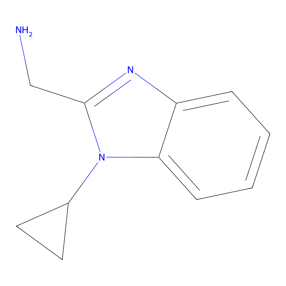 (1-cyclopropyl-1H-1,3-benzodiazol-2-yl)methanamine molecular structure, CAS 1094220-55-9