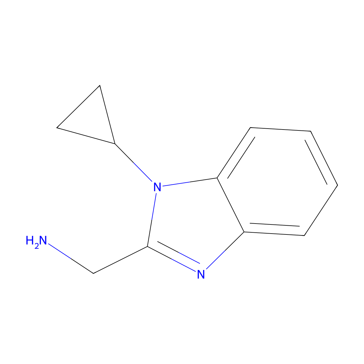 (1-cyclopropyl-1H-1,3-benzodiazol-2-yl)methanamine molecular structure, CAS 1094220-55-9