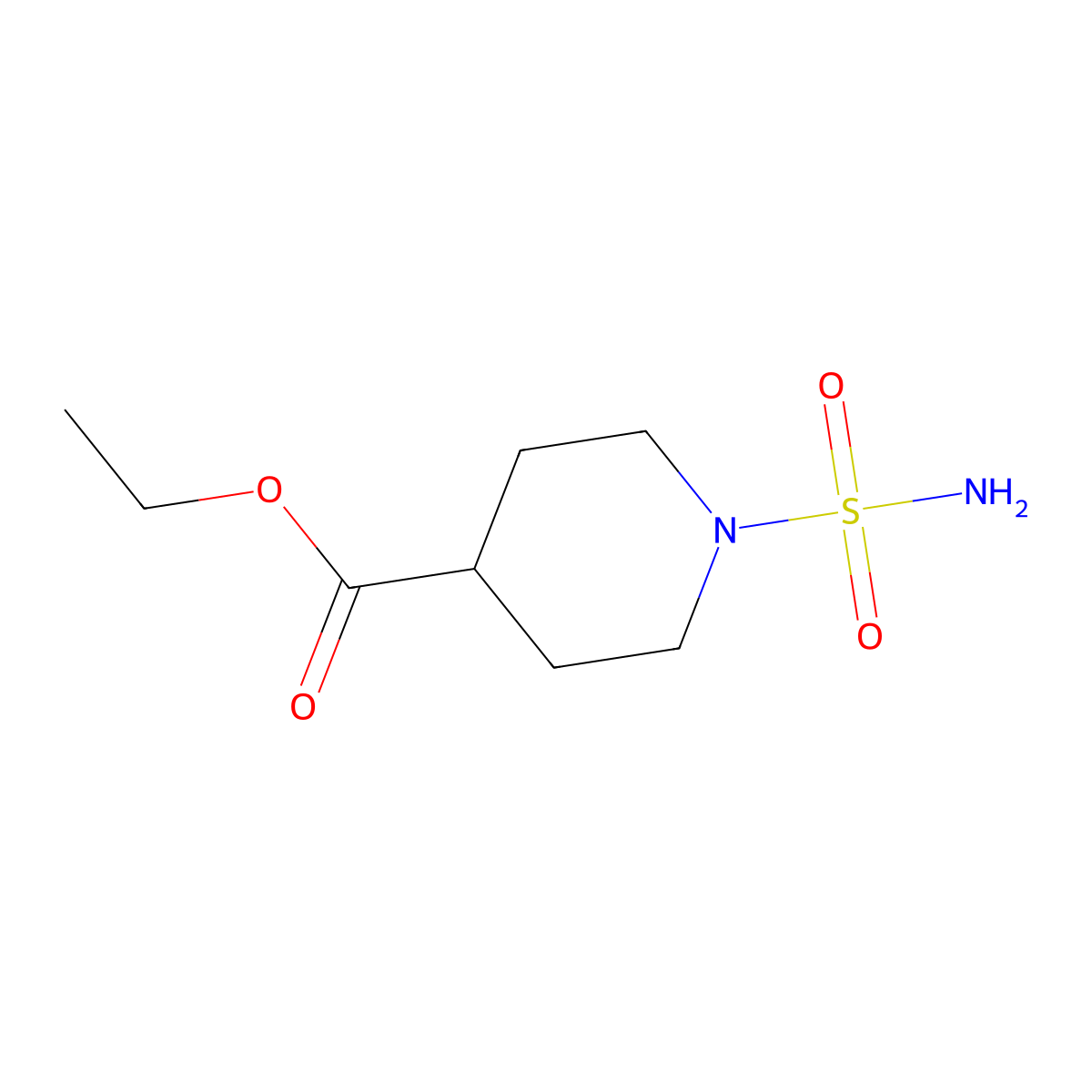 Ethyl 1-sulfamoylpiperidine-4-carboxylate molecular structure, CAS 1094222-83-9