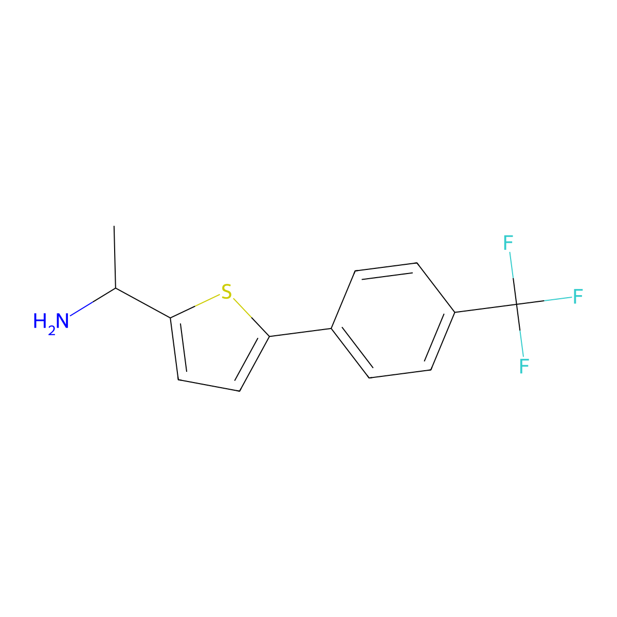 1-{5-[4-(Trifluoromethyl)phenyl]thiophen-2-yl}ethan-1-amine molecular structure, CAS 1094224-62-0