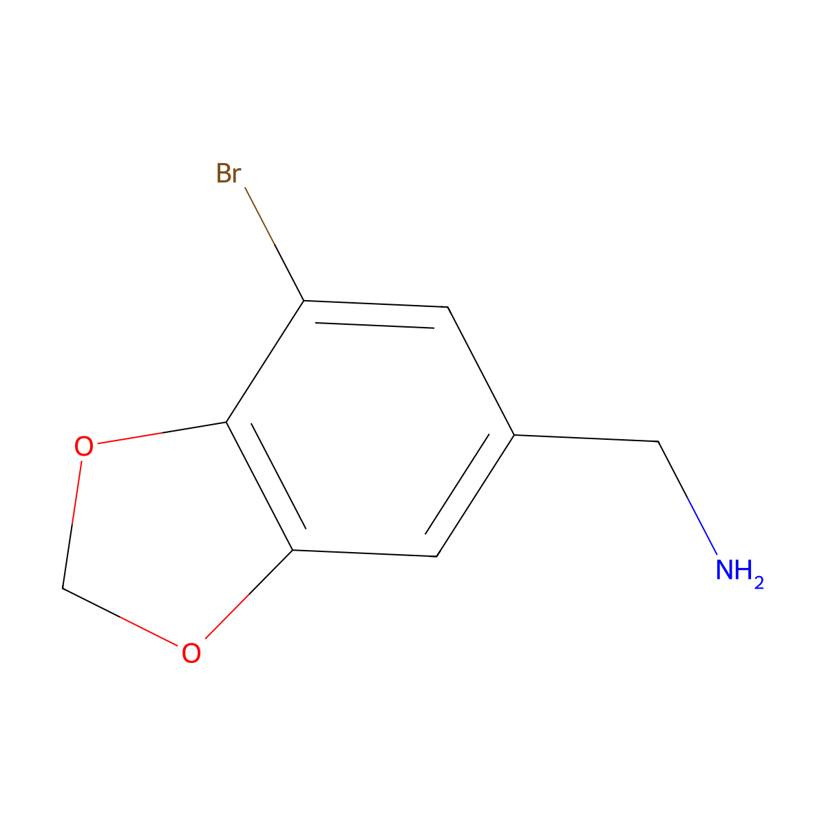 (7-bromo-2H-1,3-benzodioxol-5-yl)methanamine molecular structure, CAS 1094225-67-8