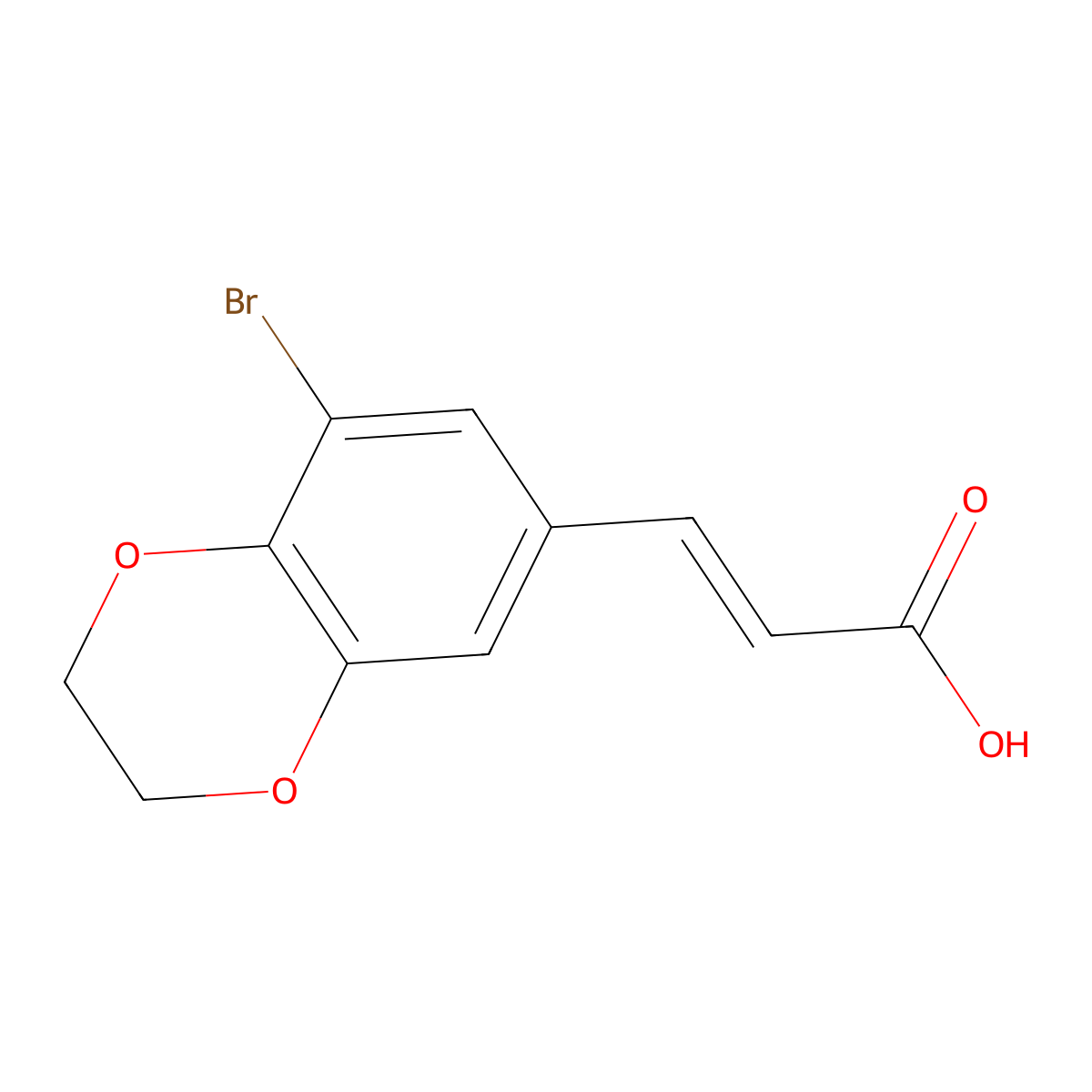 3-(8-Bromo-2,3-dihydro-1,4-benzodioxin-6-yl)prop-2-enoic acid molecular structure, CAS 1094225-83-8