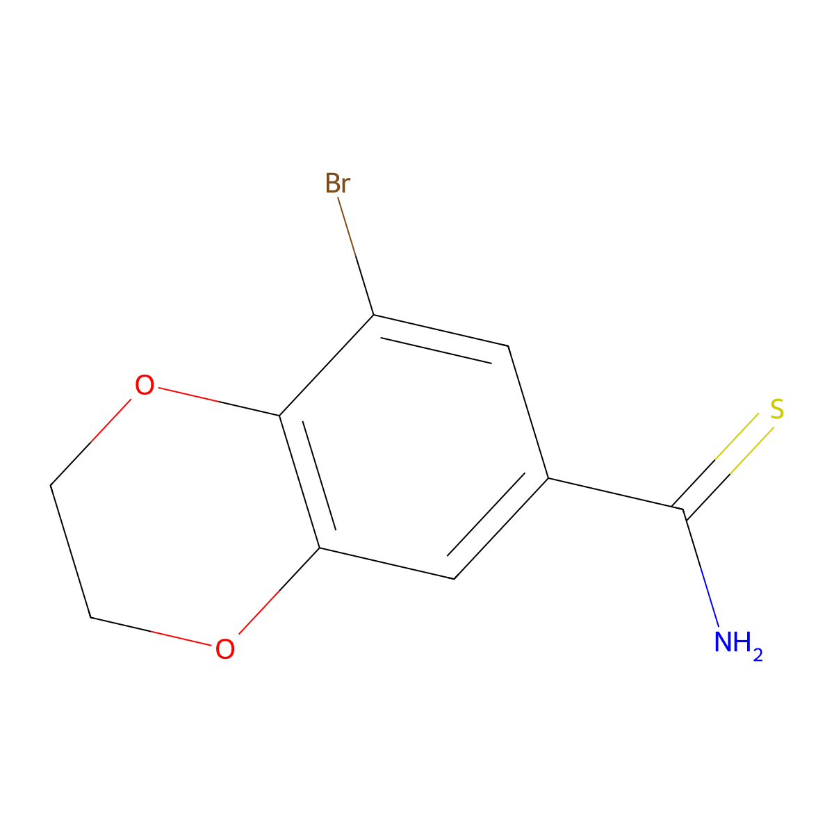 8-Bromo-2,3-dihydro-1,4-benzodioxine-6-carbothioamide molecular structure, CAS 1094225-91-8