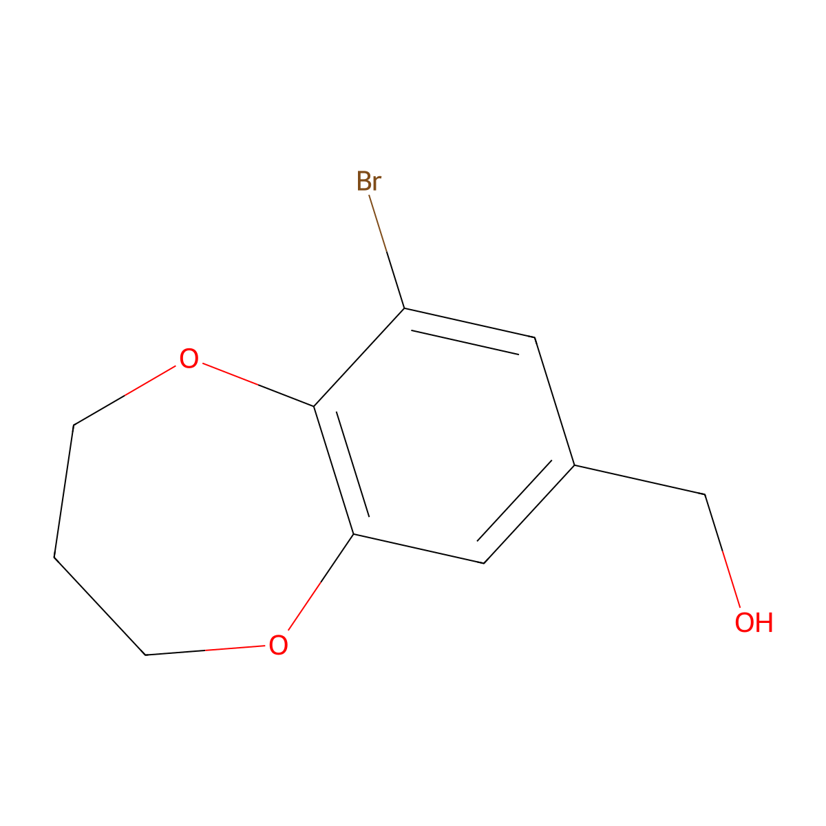 (9-bromo-3,4-dihydro-2H-1,5-benzodioxepin-7-yl)methanol molecular structure, CAS 1094226-17-1