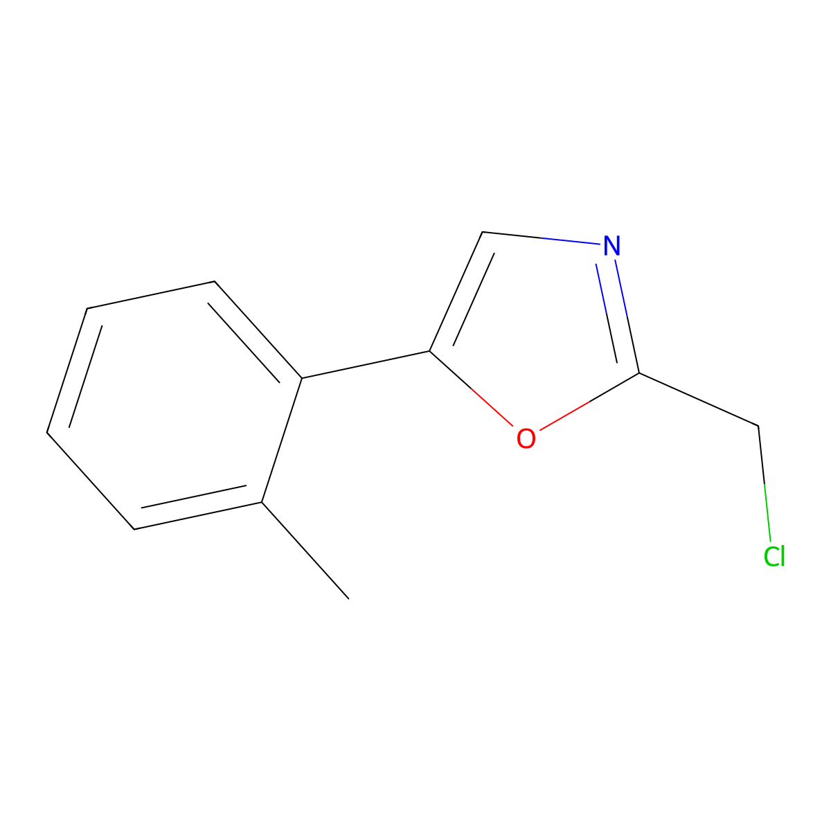 2-(Chloromethyl)-5-(2-methylphenyl)-1,3-oxazole molecular structure, CAS 1094226-45-5
